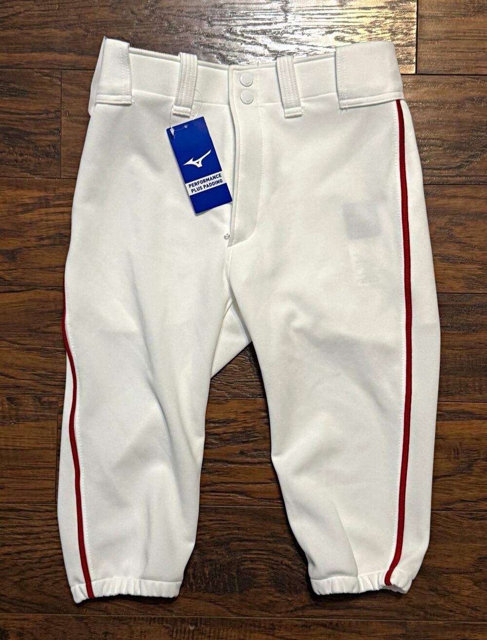 Mizuno Baseball Short Pants Youth XL White Red Piping NWT Knicker Style